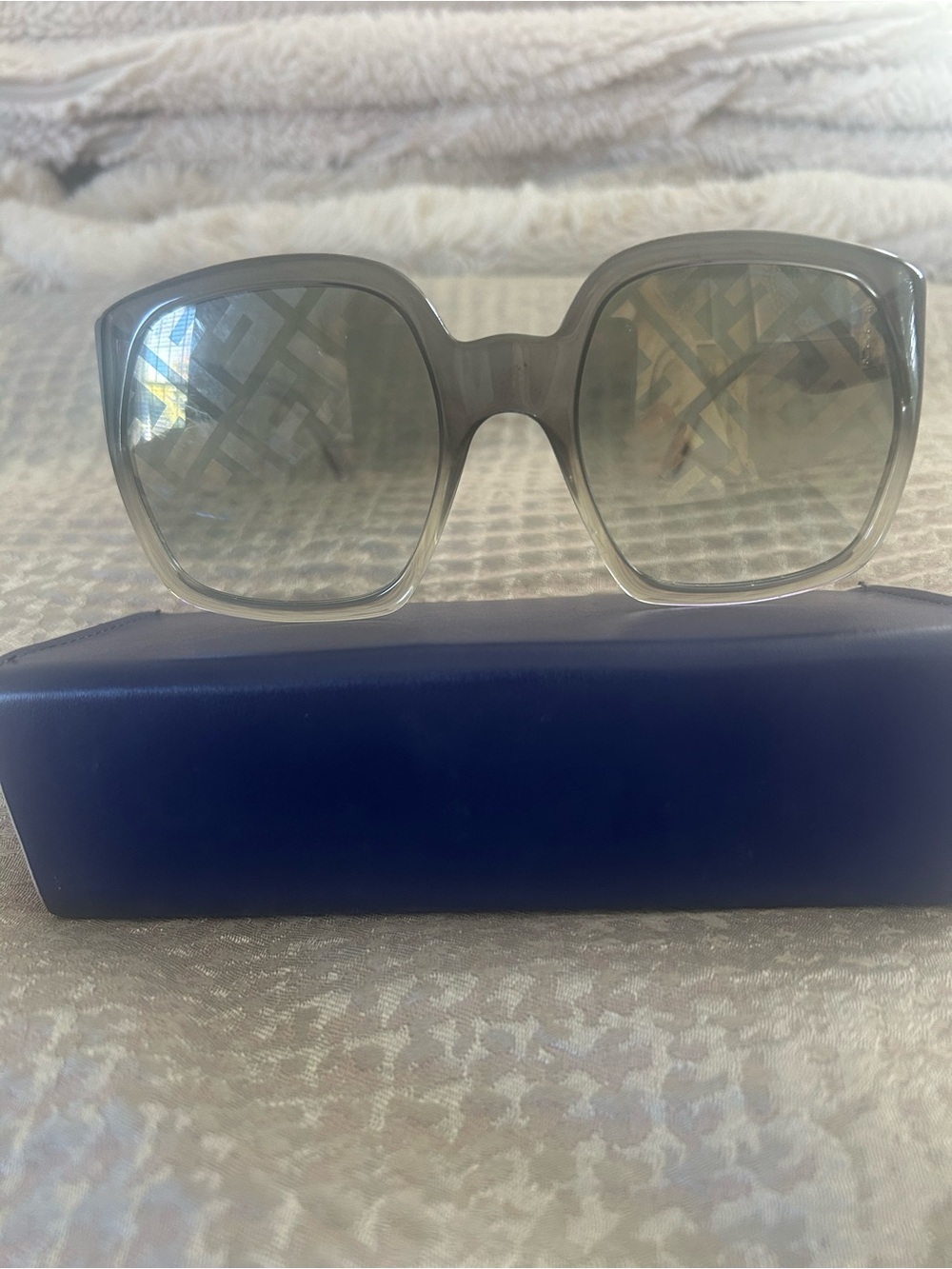 Gray Oversized Square Women's Sunglasses - Fendi